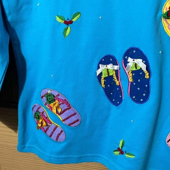 Vintage Colorful Flip-Flop Embroidered Sweater - Picture 12 of 14